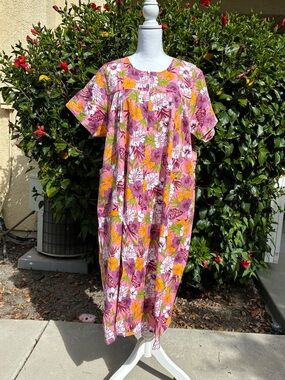 Vintage Pink Hawaiian Print Kaftan XL